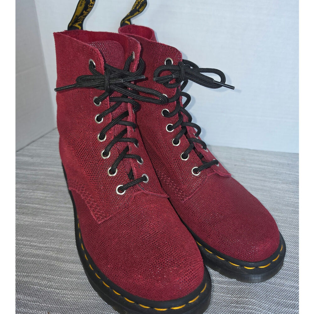 Dr. Martens 1460 Pascal Boot Textured Stingray Sparkle Leather Yellow Stitching